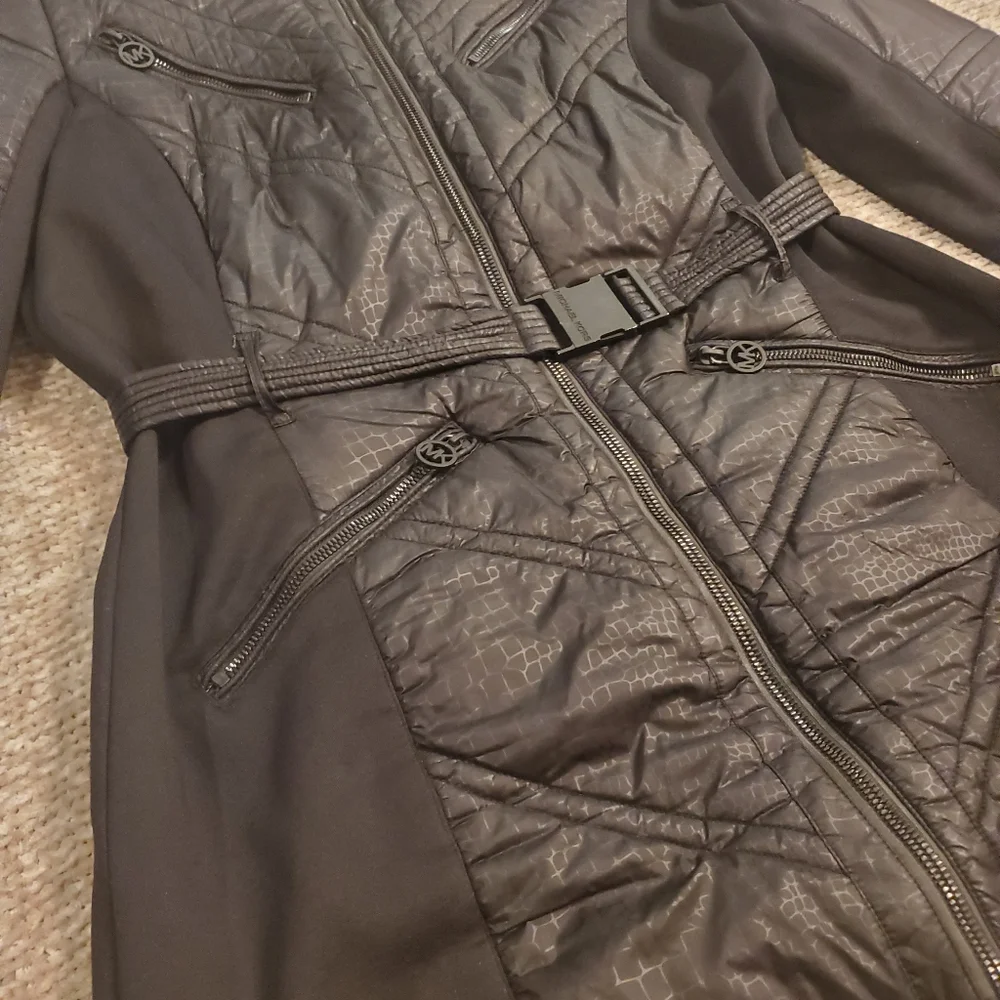 Michael Kors Mixed Media Black Puffer Coat - Picture 9 of 11